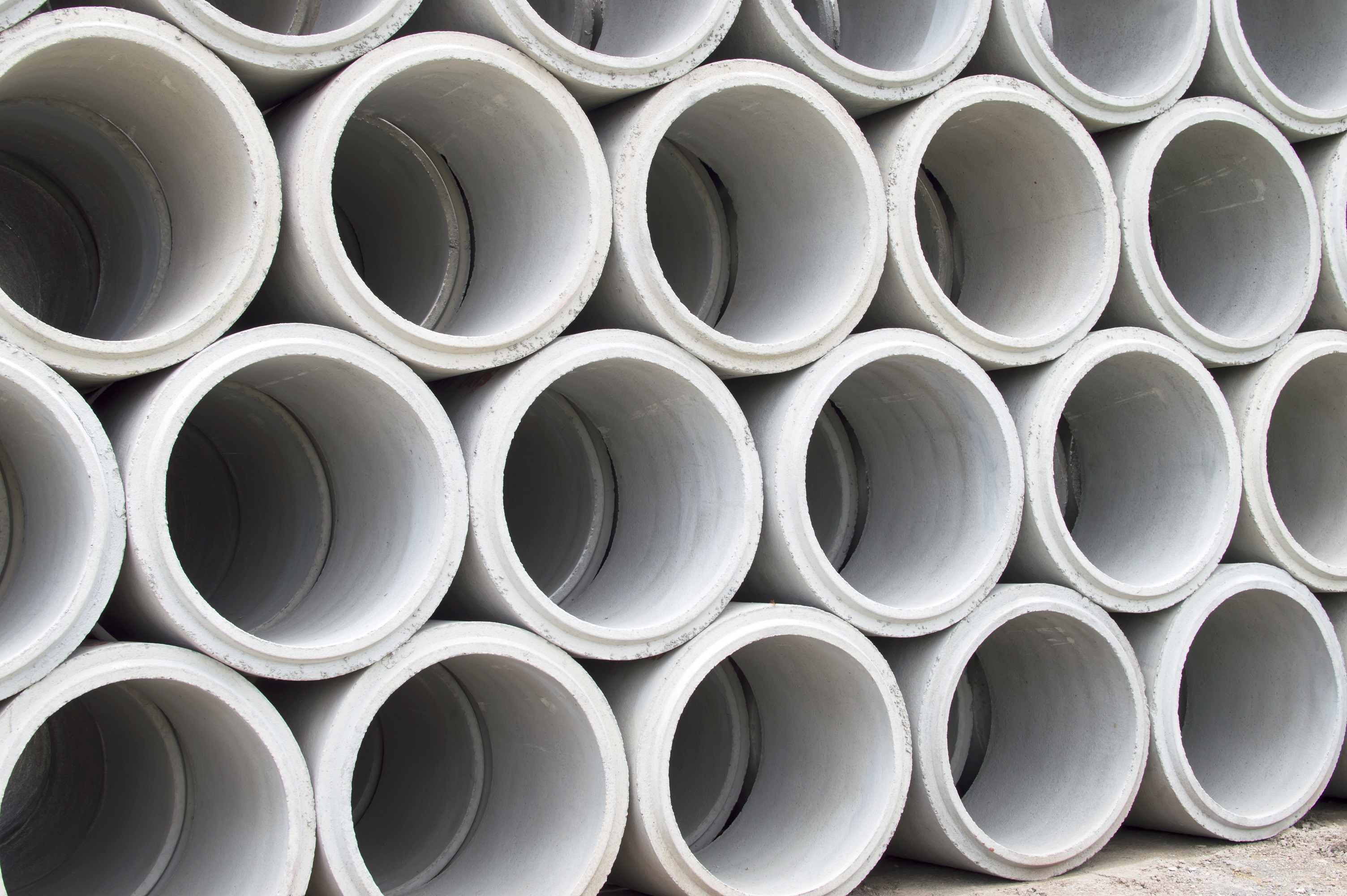 A stack of concrete pipes.